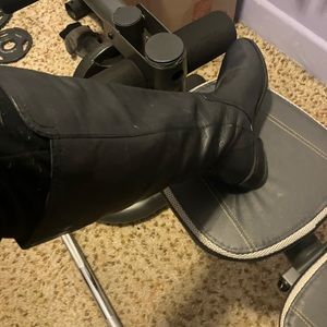 Black knee high leather boots